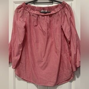 Beachlunchlounge Off the Shoulder Red White Top Sz XS